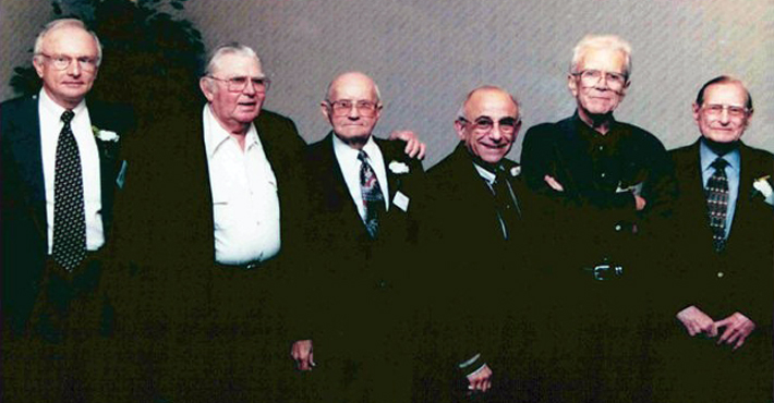 Founders of the Outer Banks Community Foundation. From left to right: Ray White, Andy Griffith, David Stick, Edward Greene, George Crocker, Martin Kellogg. Not pictured: Jack Adams.