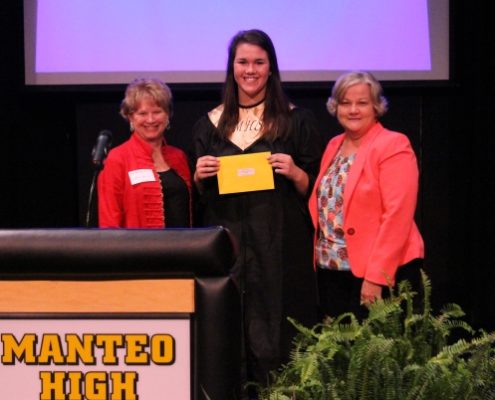 Graduate Kaitlynne Ludolph poses with Cindy Edwards and Colleen Shriver at Manteo High’s scholarship awards night after receiving an Outer Banks Association of Realtors Scholarship. Photo courtesy of the Outer Banks Community Foundation.